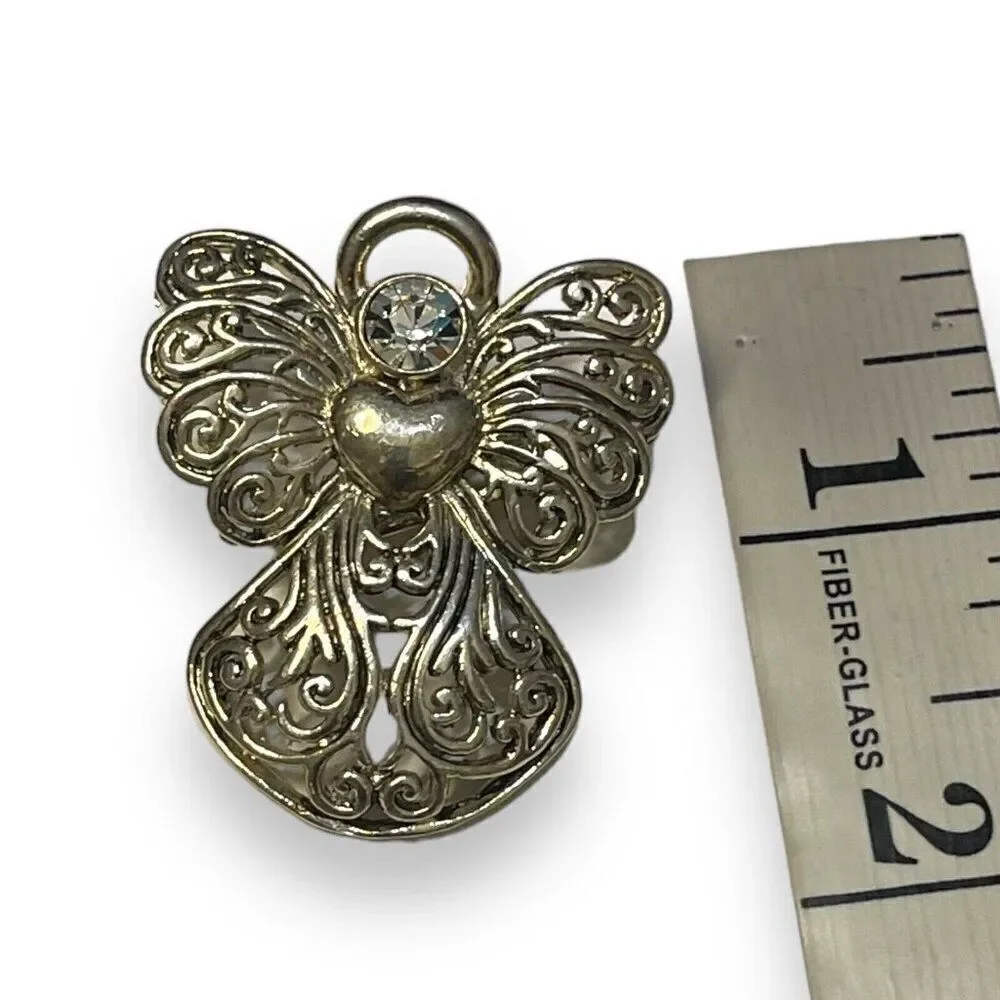 MJ Marie Jennifer Angel Brooch Pin Necklace Pendant Womens Silver Vintage Signed